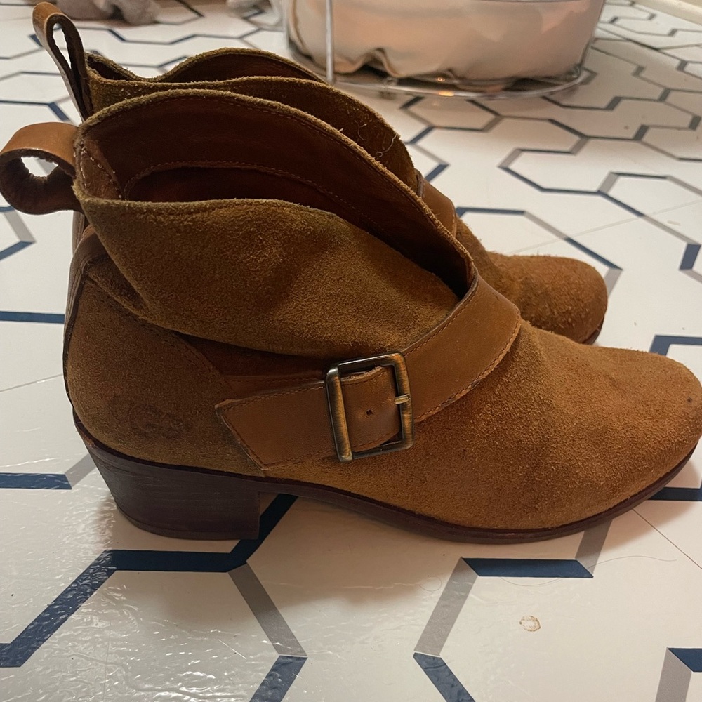 UGG Tan Suede Ankle Booties